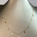 Colar Bailarina, estrela ouro + Pérola Biva - Ouro 18k