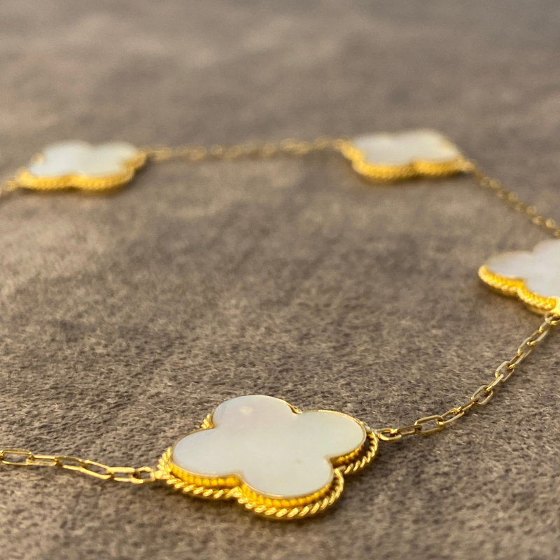 Pulseira Van Cleef 4 trevos, corrente cartie 12x12mm - Ouro 18k