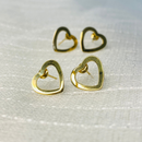 Brinco coração de chapa Vazado 12x12mm - Ouro 18k