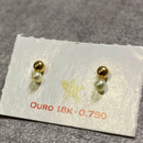 Brinco esfera + Pérola Amarela 3.0mm - Ouro 18k