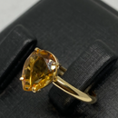 Anel gota - Pedra natural citrino 8x10mm - Ouro 18k