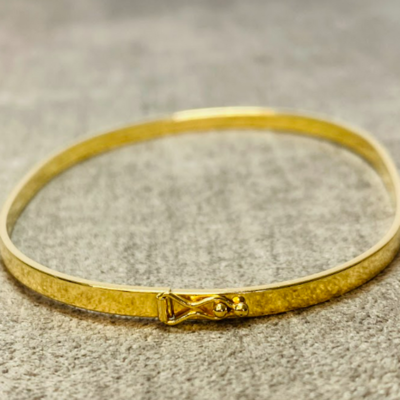 Bracelete Chato Médio 3x1.2mm - Ouro 18k