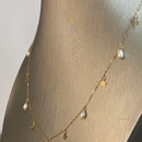 Colar Bailarina, estrela ouro + Pérola Biva - Ouro 18k