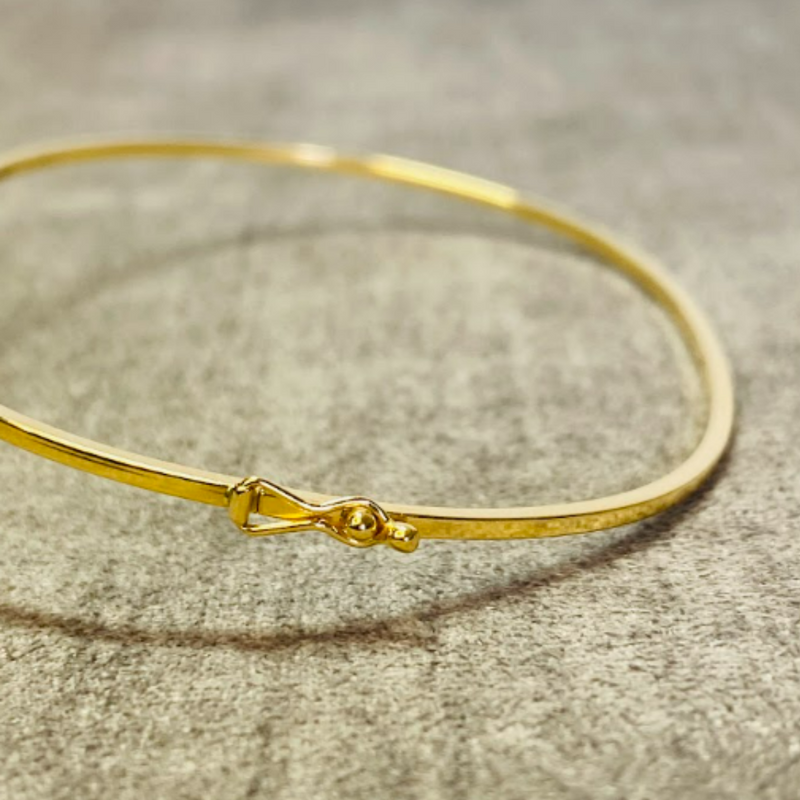 Bracelete Chato Fino 1.2x1.2mm - Ouro 18k