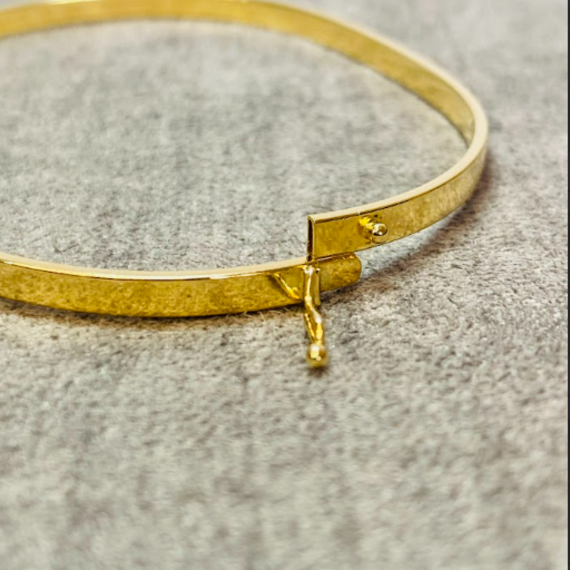 Bracelete Chato Médio 3x1.2mm - Ouro 18k