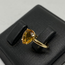 Anel gota - Pedra natural citrino 8x10mm - Ouro 18k