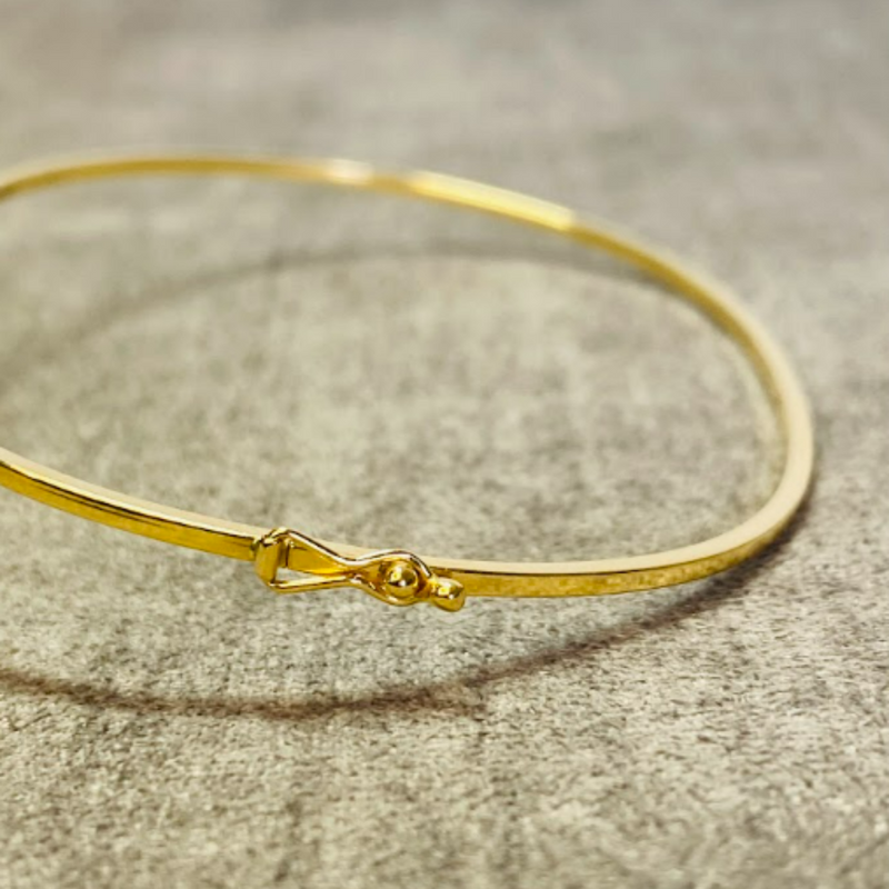 Bracelete Chato Fino 1.2x1.2mm - Ouro 18k