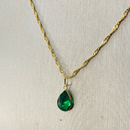 Pingente Simples Gota Nano Esmeralda - Ouro 18k